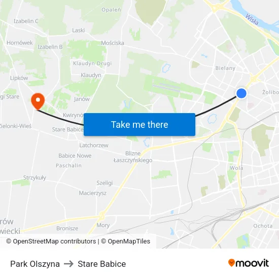 Park Olszyna to Stare Babice map