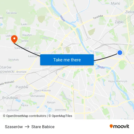 Szaserów to Stare Babice map