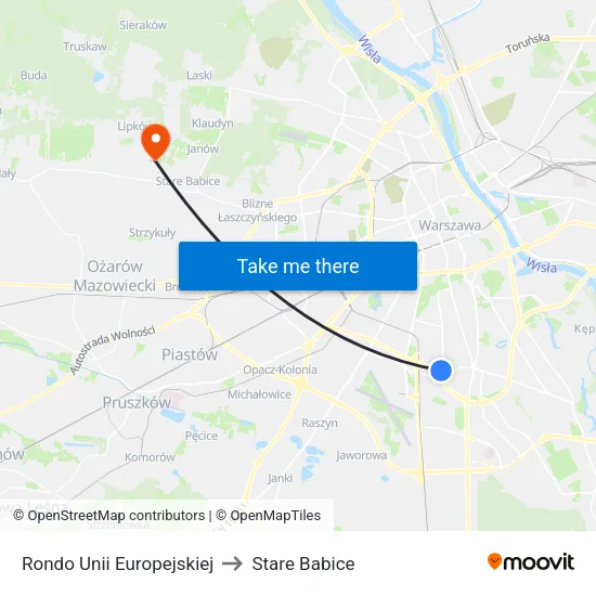 Rondo Unii Europejskiej to Stare Babice map