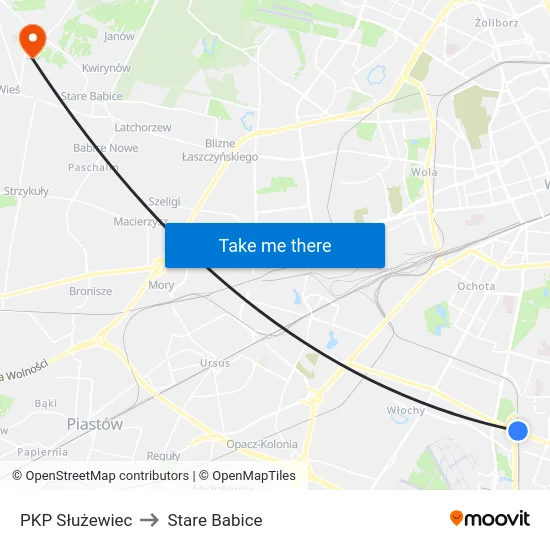 PKP Służewiec to Stare Babice map