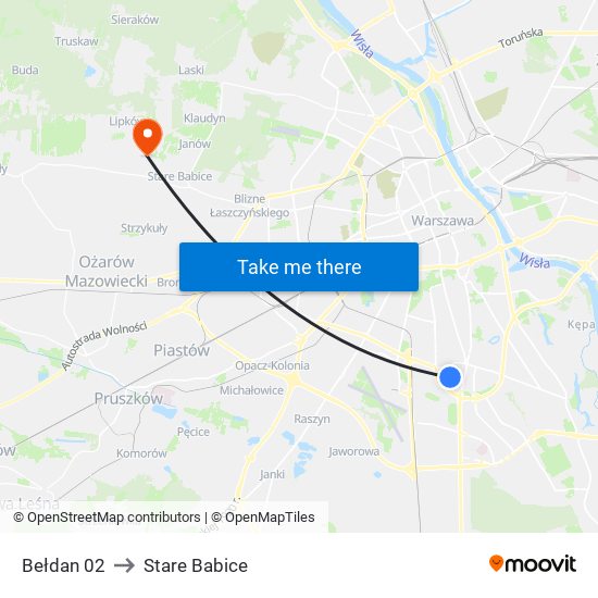 Bełdan 02 to Stare Babice map
