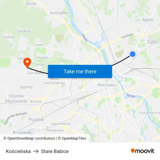 Kościeliska to Stare Babice map