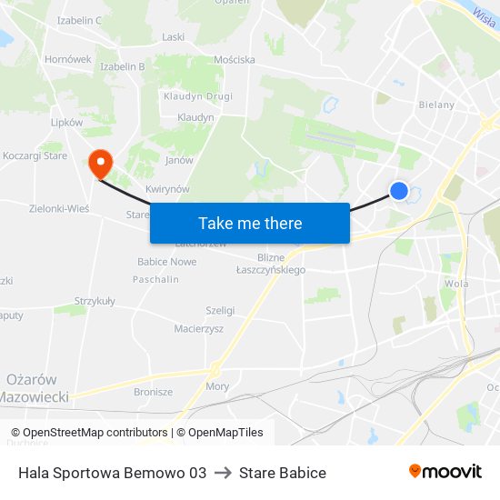 Hala Sportowa Bemowo 03 to Stare Babice map