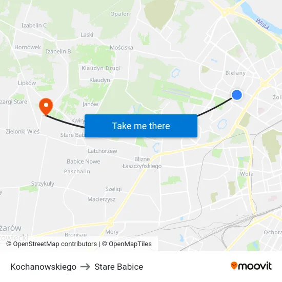 Kochanowskiego to Stare Babice map