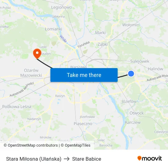 Stara Miłosna (Ułańska) to Stare Babice map