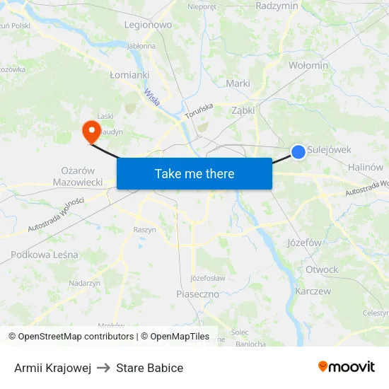 Armii Krajowej to Stare Babice map