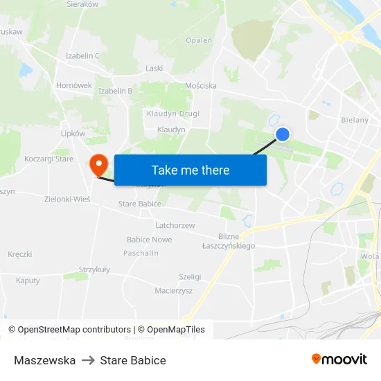 Maszewska to Stare Babice map