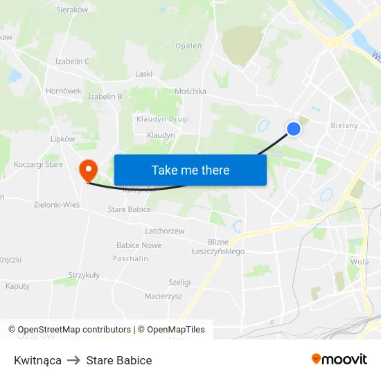 Kwitnąca to Stare Babice map