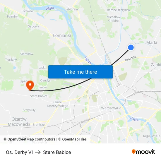 Os. Derby VI to Stare Babice map