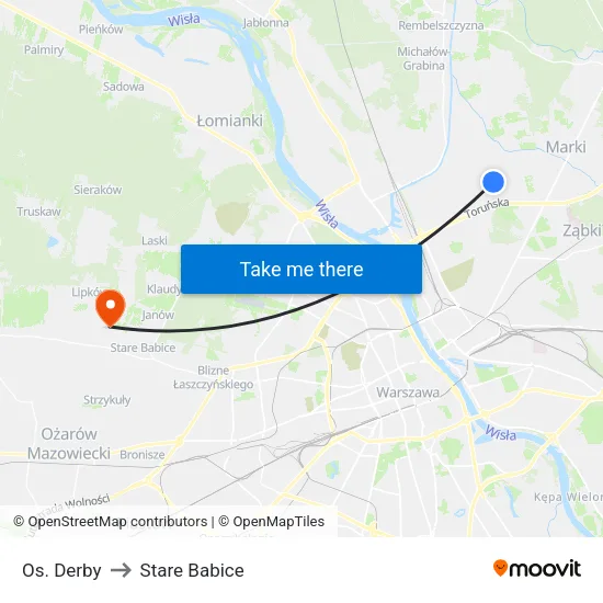 Os. Derby to Stare Babice map