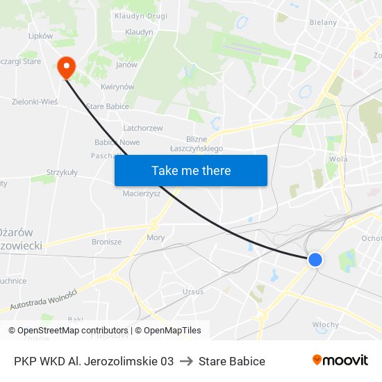 PKP WKD Al. Jerozolimskie to Stare Babice map