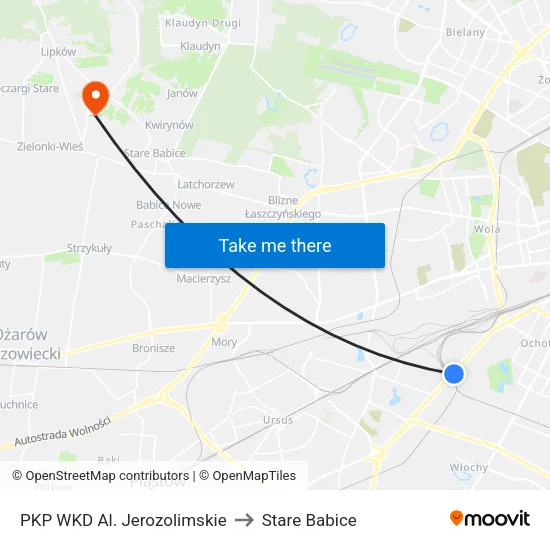 PKP WKD Al. Jerozolimskie to Stare Babice map