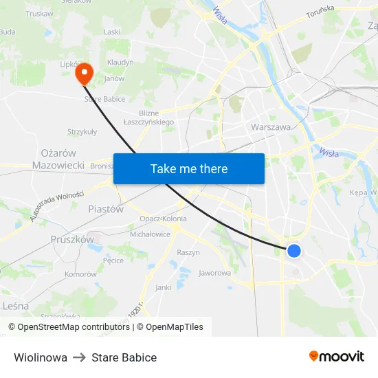 Wiolinowa to Stare Babice map