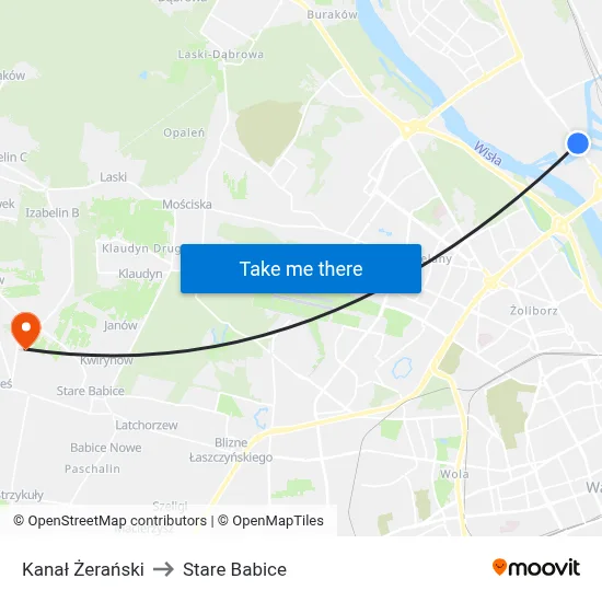 Kanał Żerański to Stare Babice map