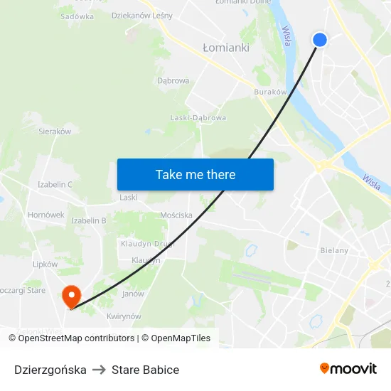 Dzierzgońska to Stare Babice map