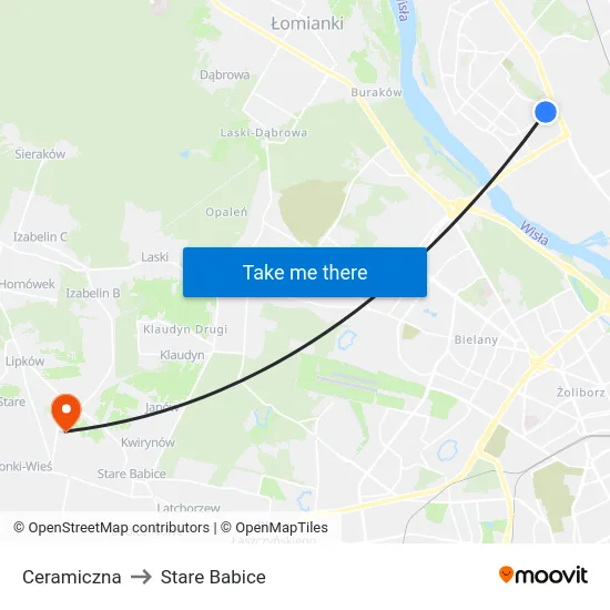 Ceramiczna to Stare Babice map