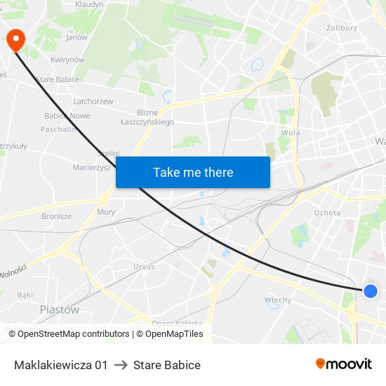 Maklakiewicza 01 to Stare Babice map