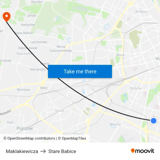 Maklakiewicza to Stare Babice map