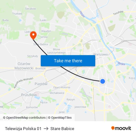 Telewizja Polska to Stare Babice map