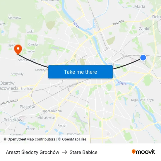Areszt Śledczy Grochów to Stare Babice map