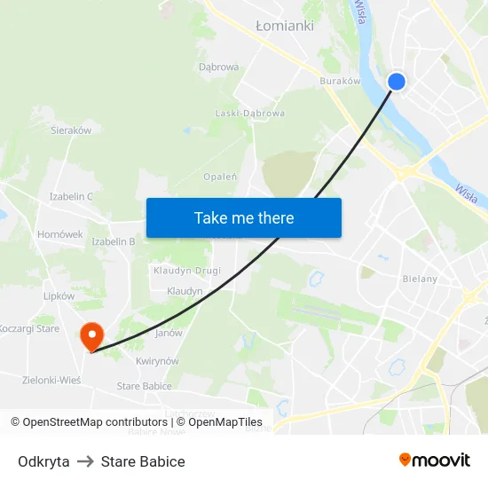 Odkryta to Stare Babice map