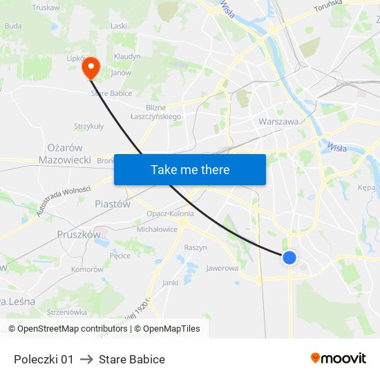 Poleczki to Stare Babice map