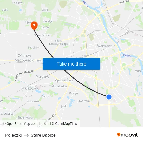 Poleczki to Stare Babice map