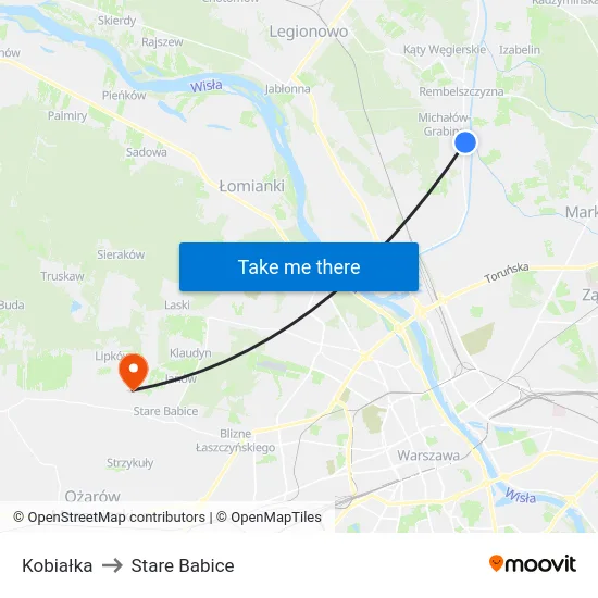 Kobiałka to Stare Babice map