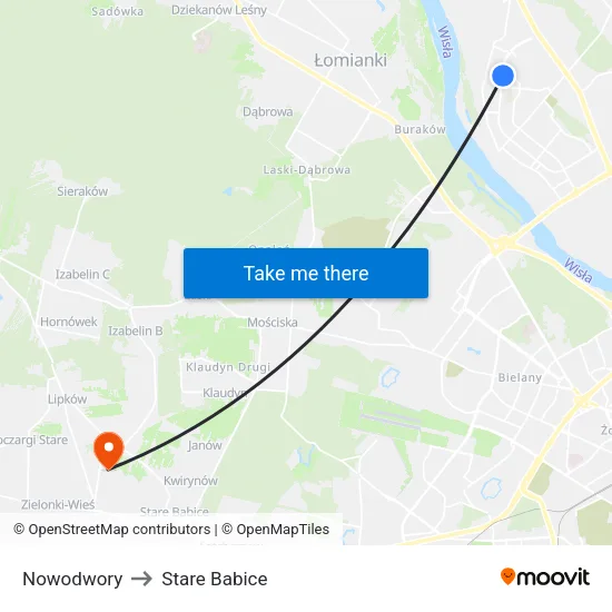 Nowodwory to Stare Babice map