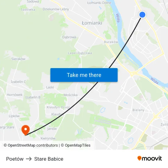 Poetów to Stare Babice map