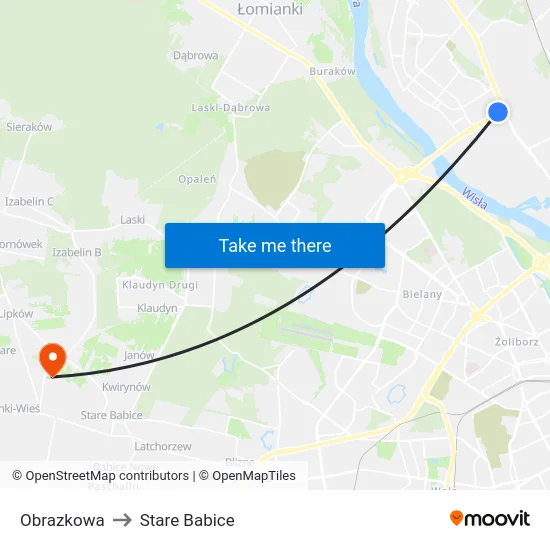 Obrazkowa to Stare Babice map