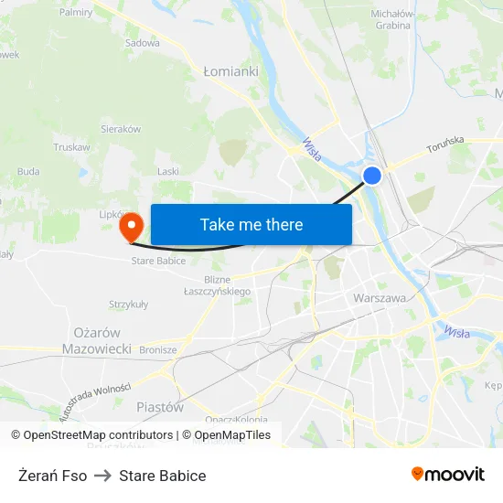 Żerań Fso to Stare Babice map