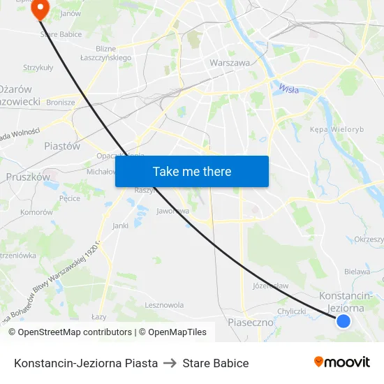 Konstancin-Jeziorna Piasta to Stare Babice map