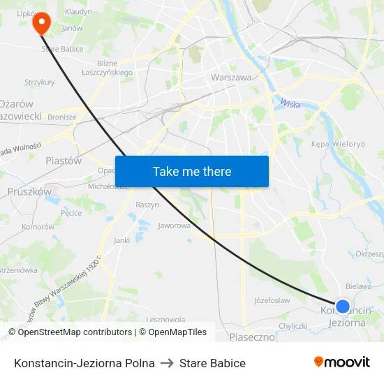 Konstancin-Jeziorna Polna to Stare Babice map