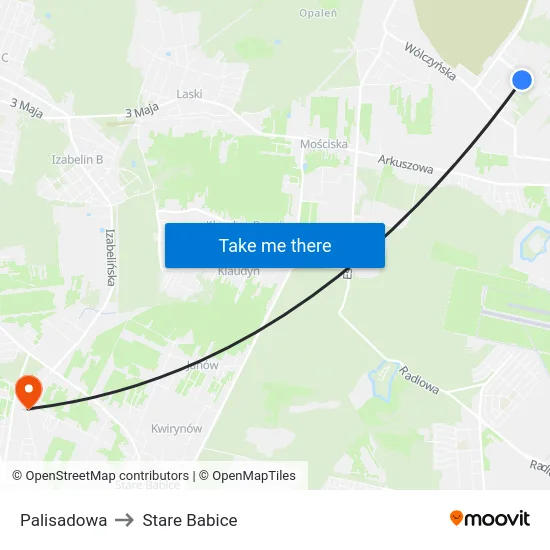 Palisadowa to Stare Babice map