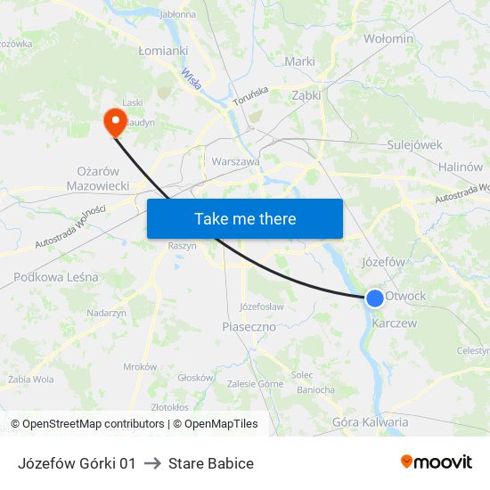 Józefów Górki 01 to Stare Babice map