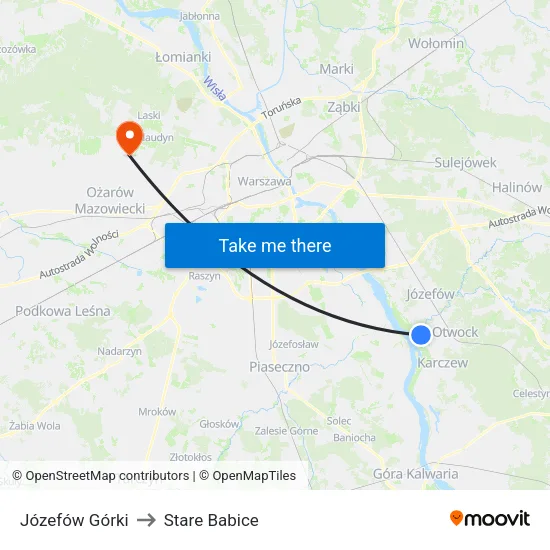 Józefów Górki to Stare Babice map