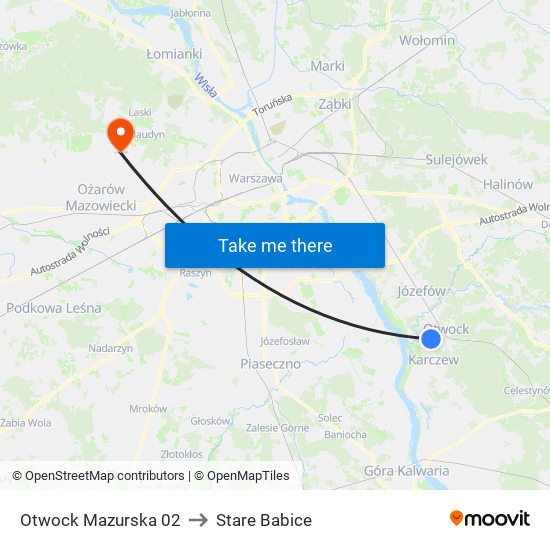 Otwock Mazurska 02 to Stare Babice map