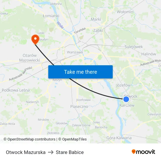 Otwock Mazurska to Stare Babice map