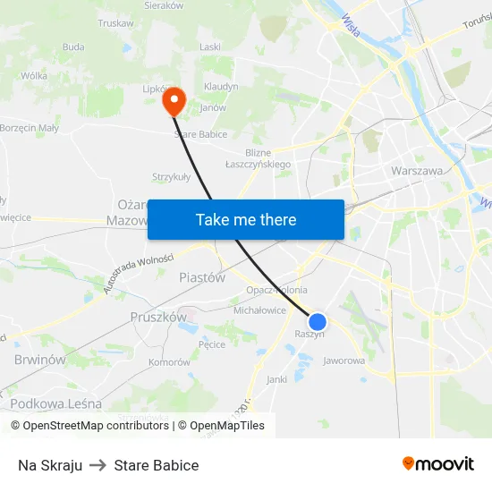 Na Skraju to Stare Babice map