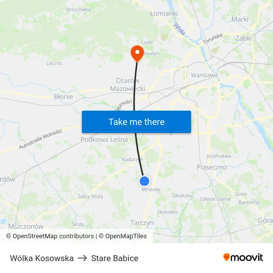 Wólka Kosowska to Stare Babice map