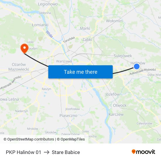 PKP Halinów 01 to Stare Babice map