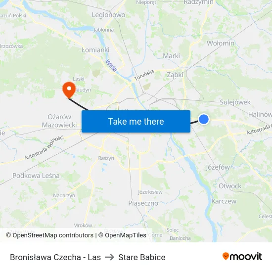 Bronisława Czecha - Las to Stare Babice map