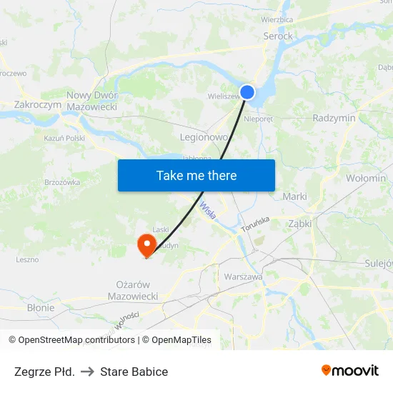 Zegrze Płd. to Stare Babice map
