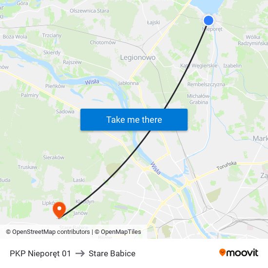 PKP Nieporęt to Stare Babice map