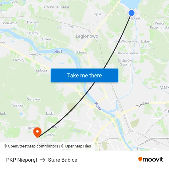 PKP Nieporęt to Stare Babice map