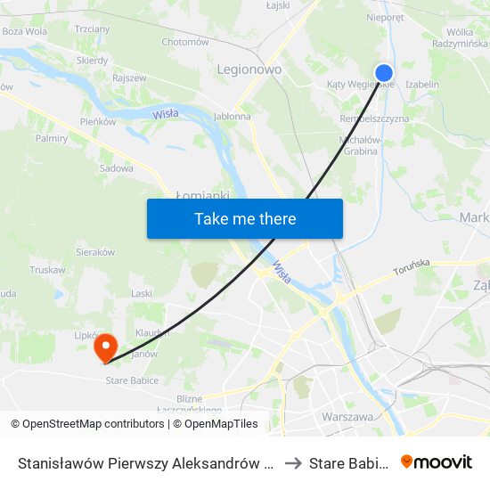 Stanisławów Pierwszy Aleksandrów 01 to Stare Babice map