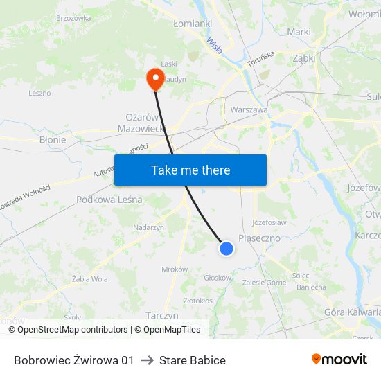 Bobrowiec Żwirowa to Stare Babice map