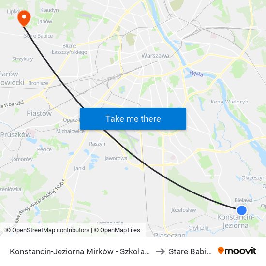 Konstancin-Jeziorna Mirków - Szkoła 02 to Stare Babice map