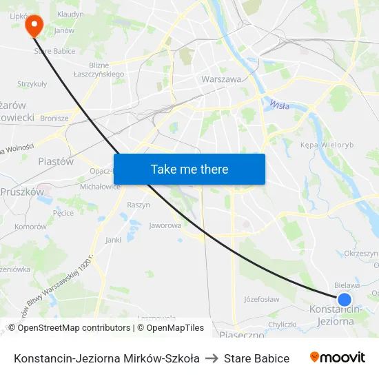 Konstancin-Jeziorna Mirków - Szkoła to Stare Babice map